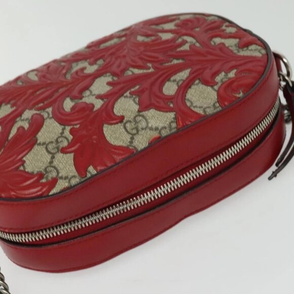 GUCCI GG Supreme Arabesque Chain Shoulder Bag PVC Beige - Picture 7 of 15